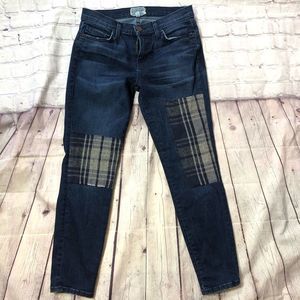 Current/Elliot Skinny Jeans Plaid Patchwork